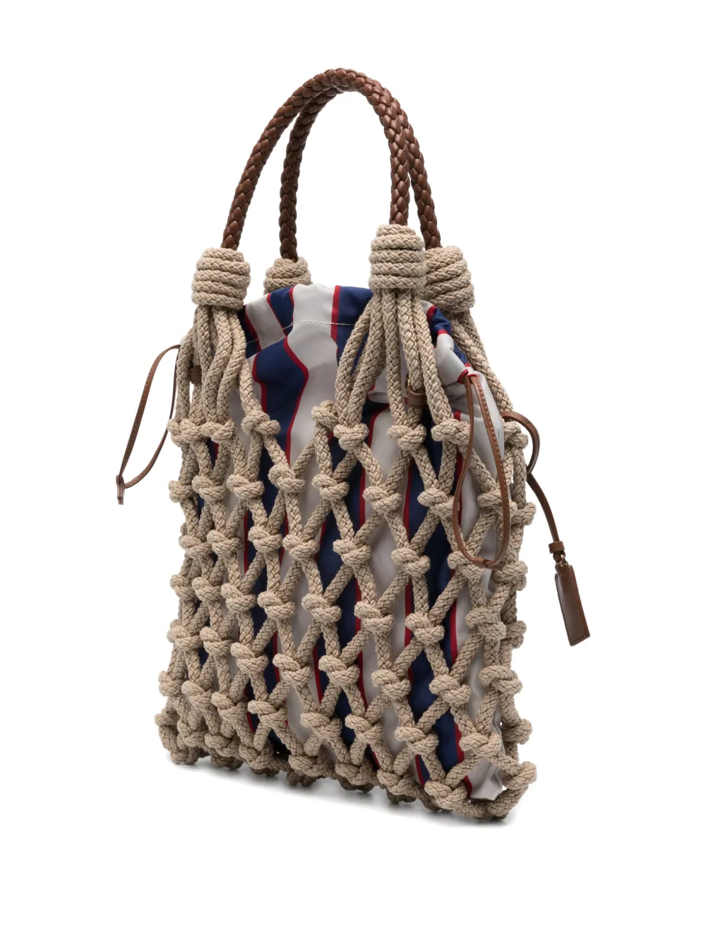  Prada Medium Noué Macramé Tote Bag - Neutrals 