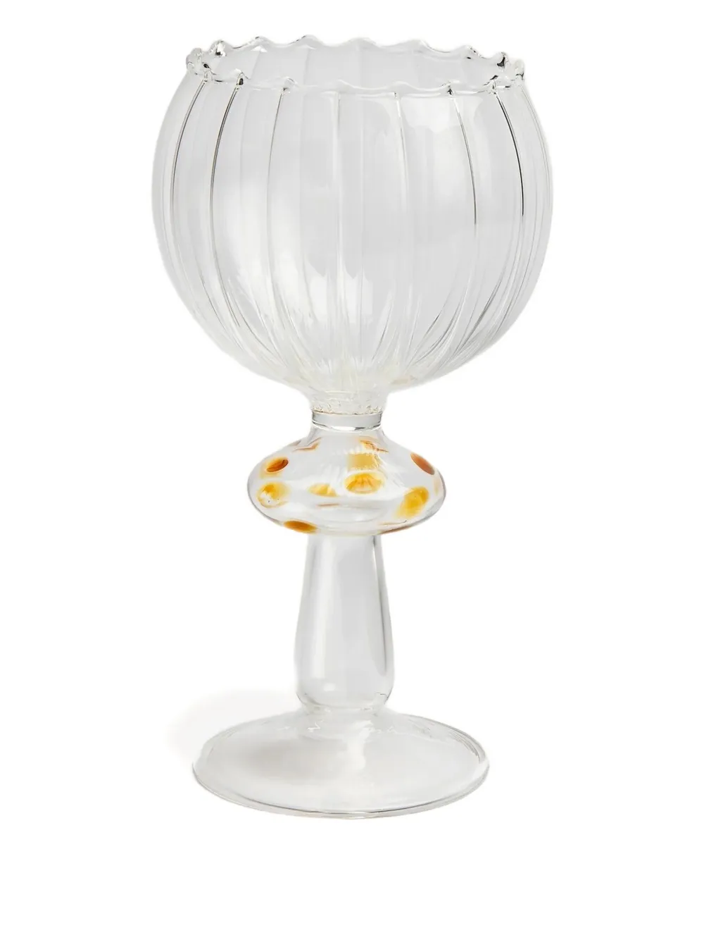 Gohar World Istanbul ribbed scalloped wine glass (300ml) | White | Image 1