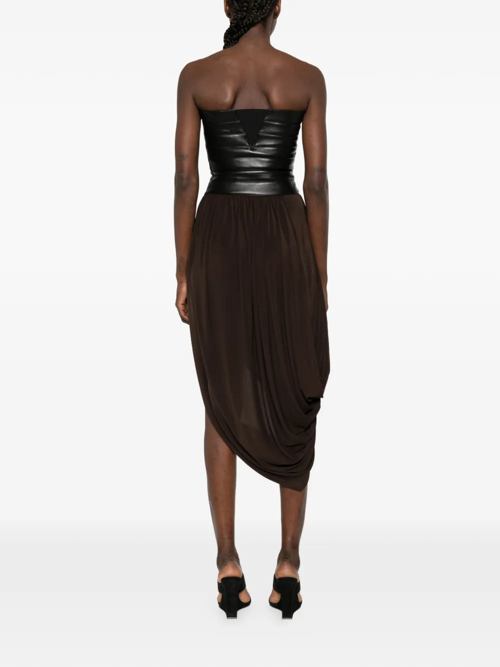 Bustier-Style Pleated Midi Dress