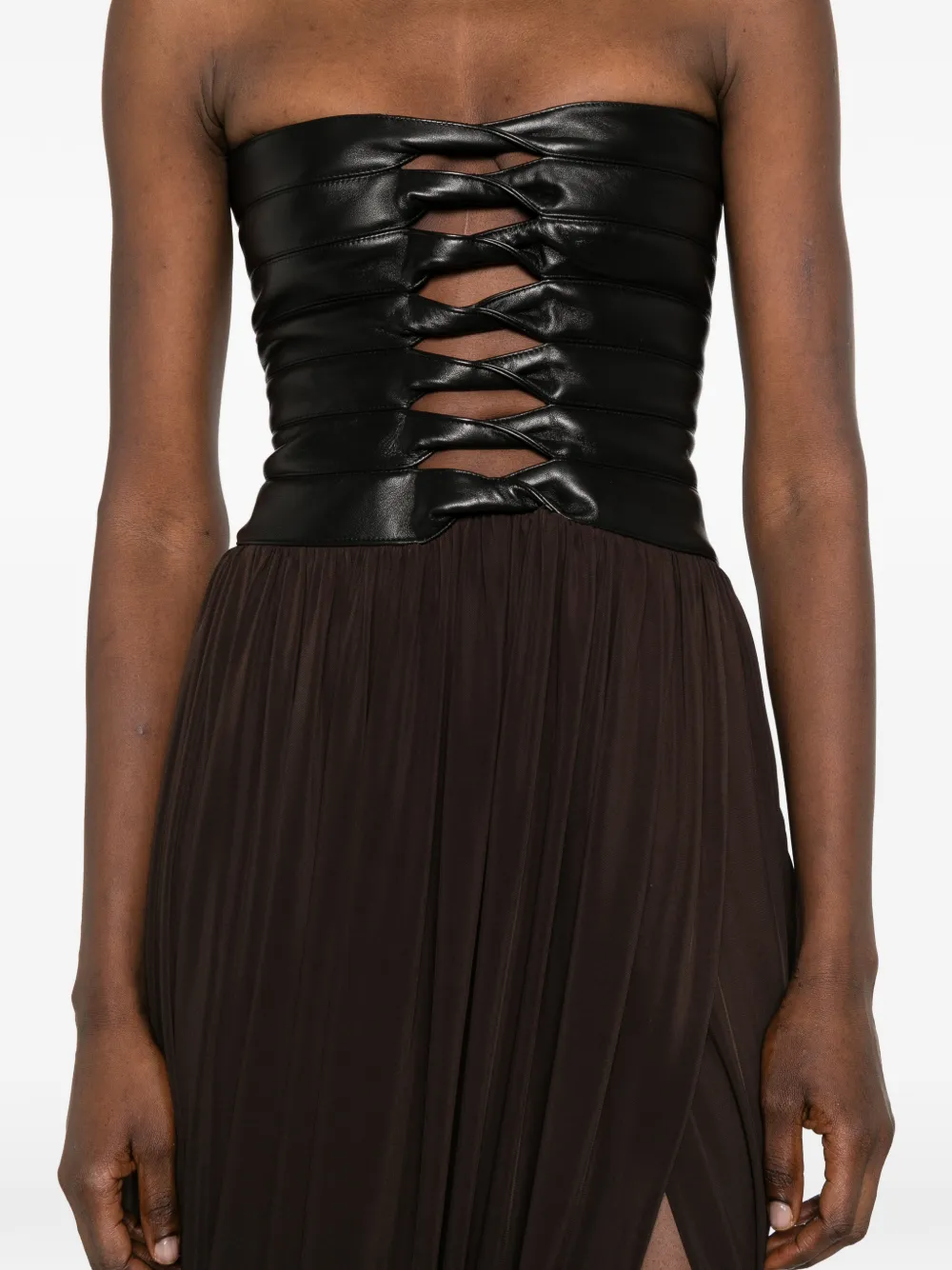 Bustier-Style Pleated Midi Dress