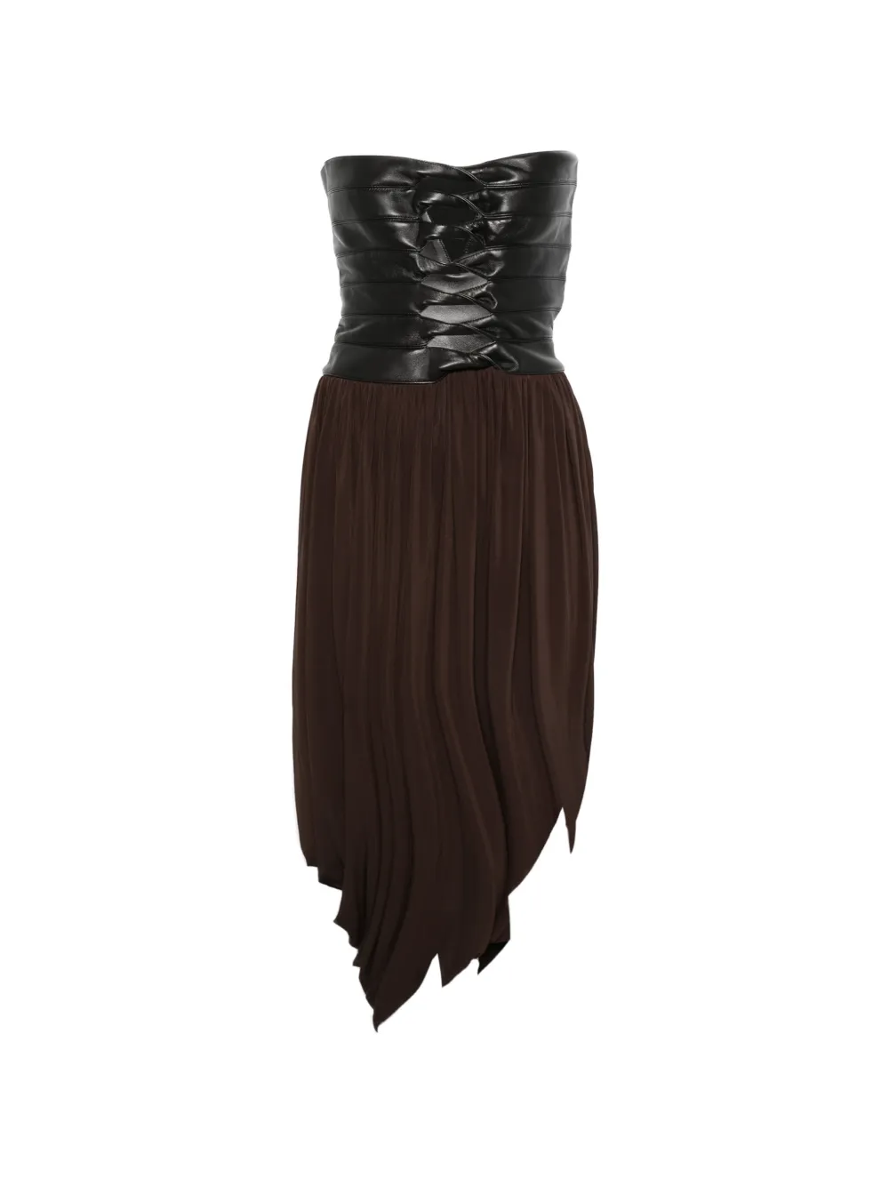 Bustier-Style Pleated Midi Dress