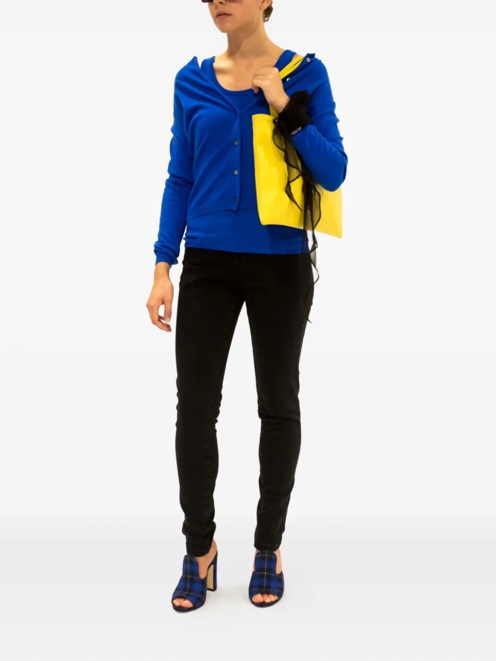 La Rose Buttoned Cashmere Cardigan In Blue