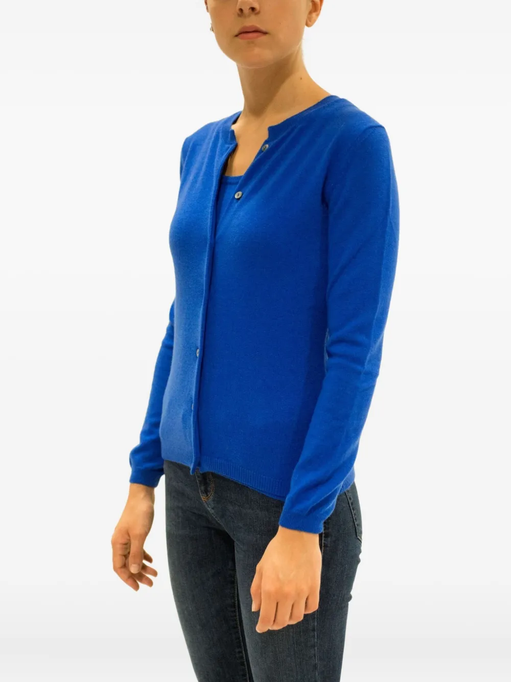 La Rose Buttoned Cashmere Cardigan In Blue