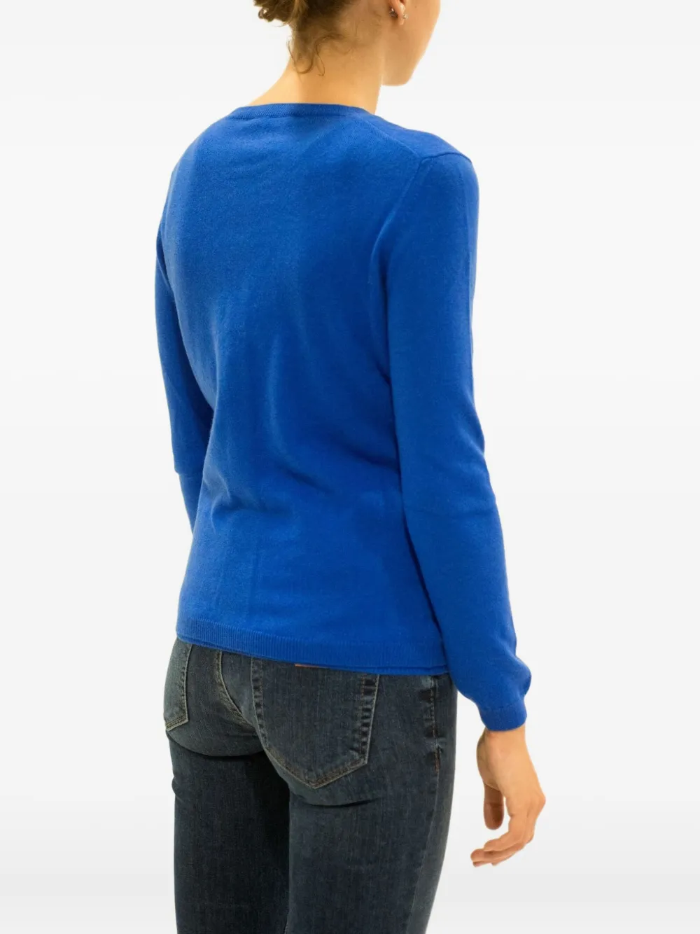 La Rose Buttoned Cashmere Cardigan In Blue