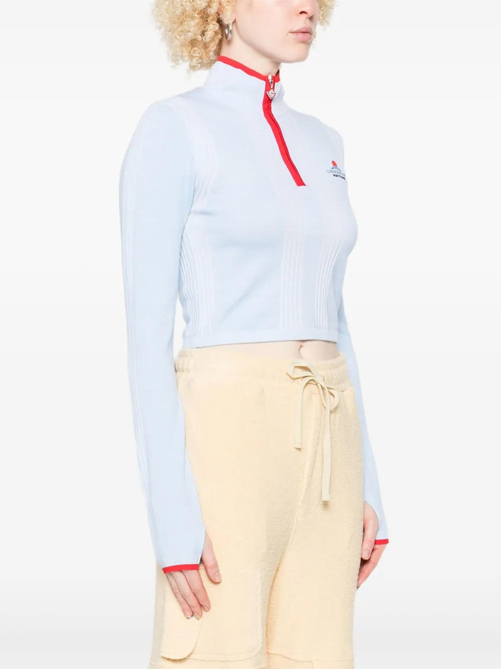 Casablanca Zippered Long-sleeve Sweatshirt In Blue