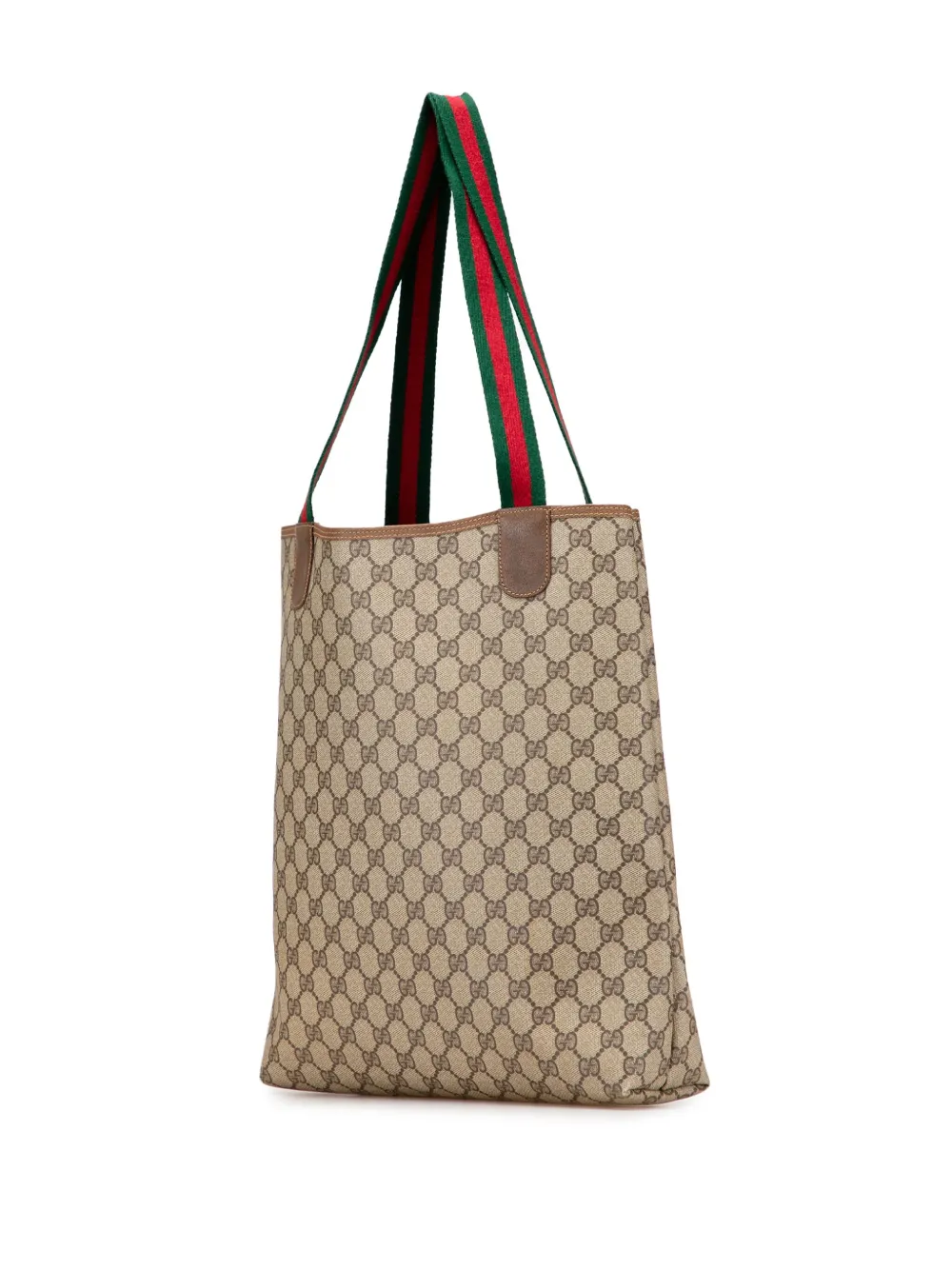 Pre-owned Gucci 20th Century Gg Supreme Web Tote Bag In Brown