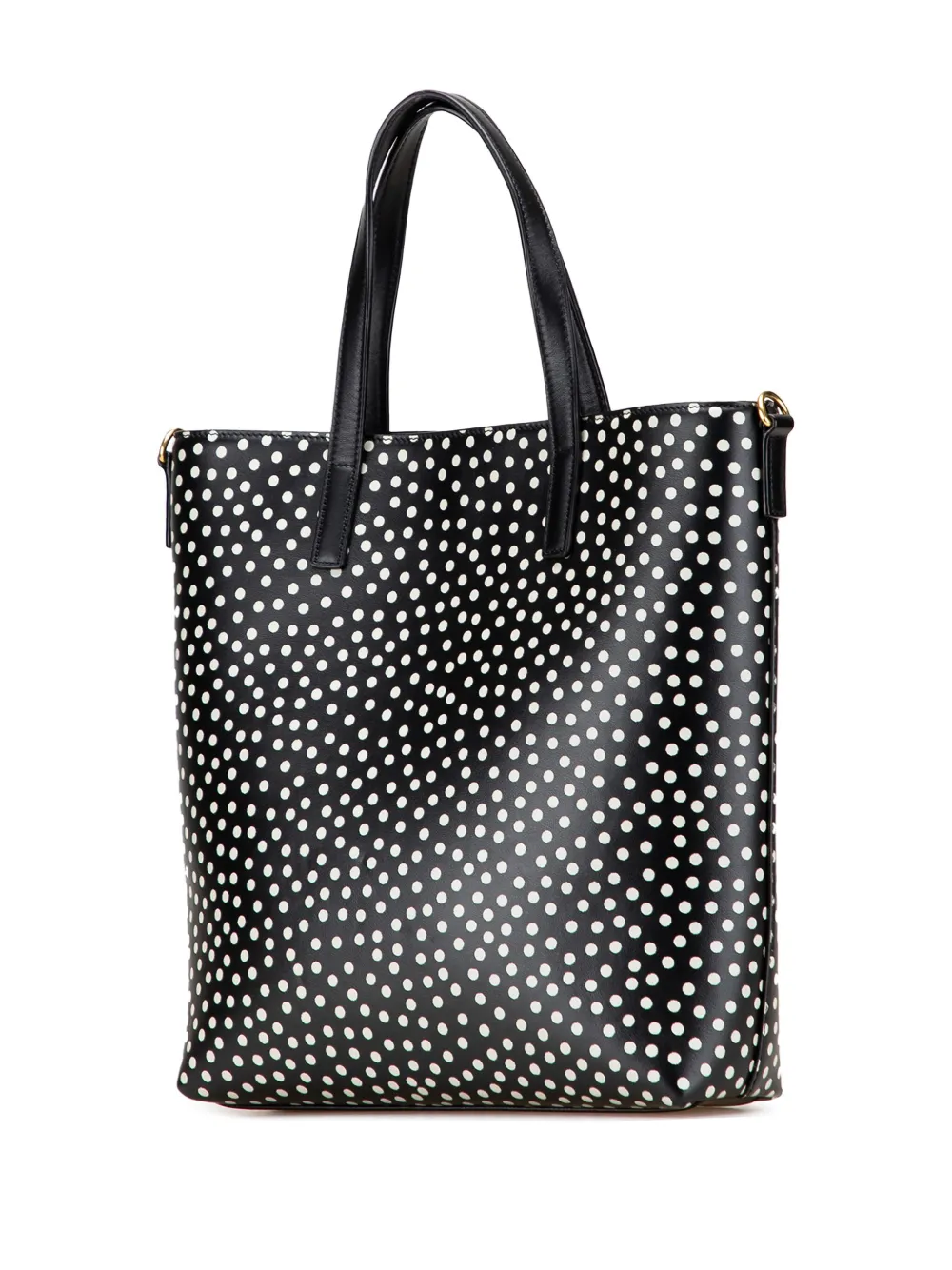 Pre-owned Saint Laurent 2020 Toy Calfskin Polka Dot North South Shopping Tote Satchel In Black