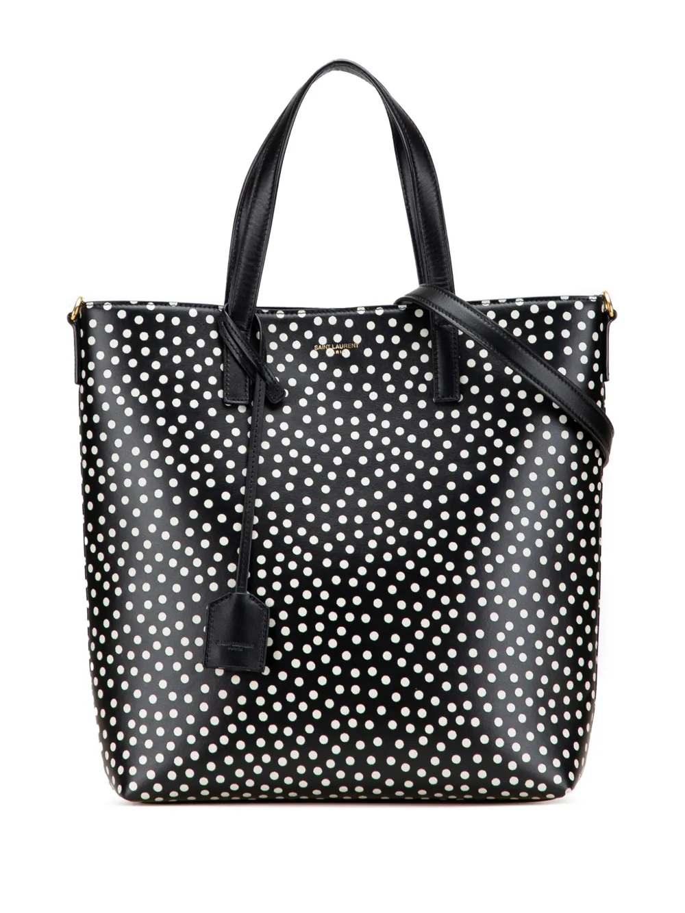 Saint Laurent Pre-Owned 2020 Toy Calfskin Polka Dot North South Shopping Tote satchel | Black | Image 1