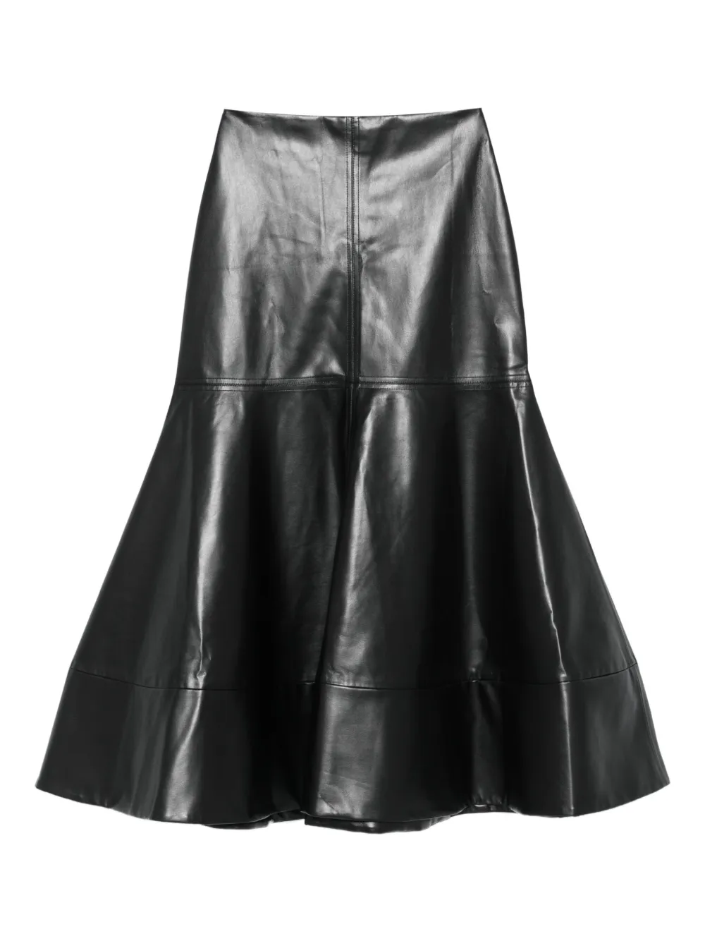A.W.A.K.E. Mode leather tiered skirt - ブラック A.W.A.K.E. Mode leather tiered skirt - ブラック
