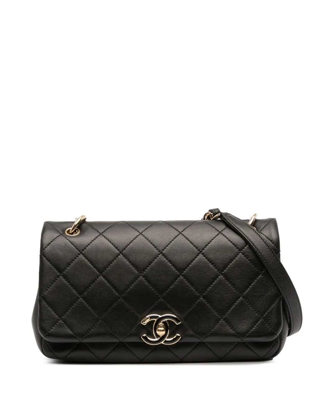 CHANEL Pre-Owned 2020 ラージ ラムスキン ツイストチェーン エナメル ココマーク フラップ ショルダーバッグ - CHANEL Pre-Owned 2020 ラージ ラムスキン ツイストチェーン エナメル ココマーク フラップ ショルダーバッグ -