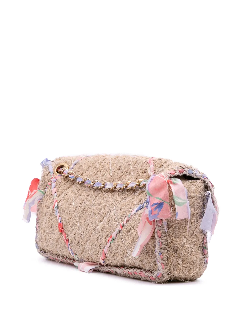 Pre-owned Chanel 2009-2010 Cc Straw Country Flap Shoulder Bag In Brown