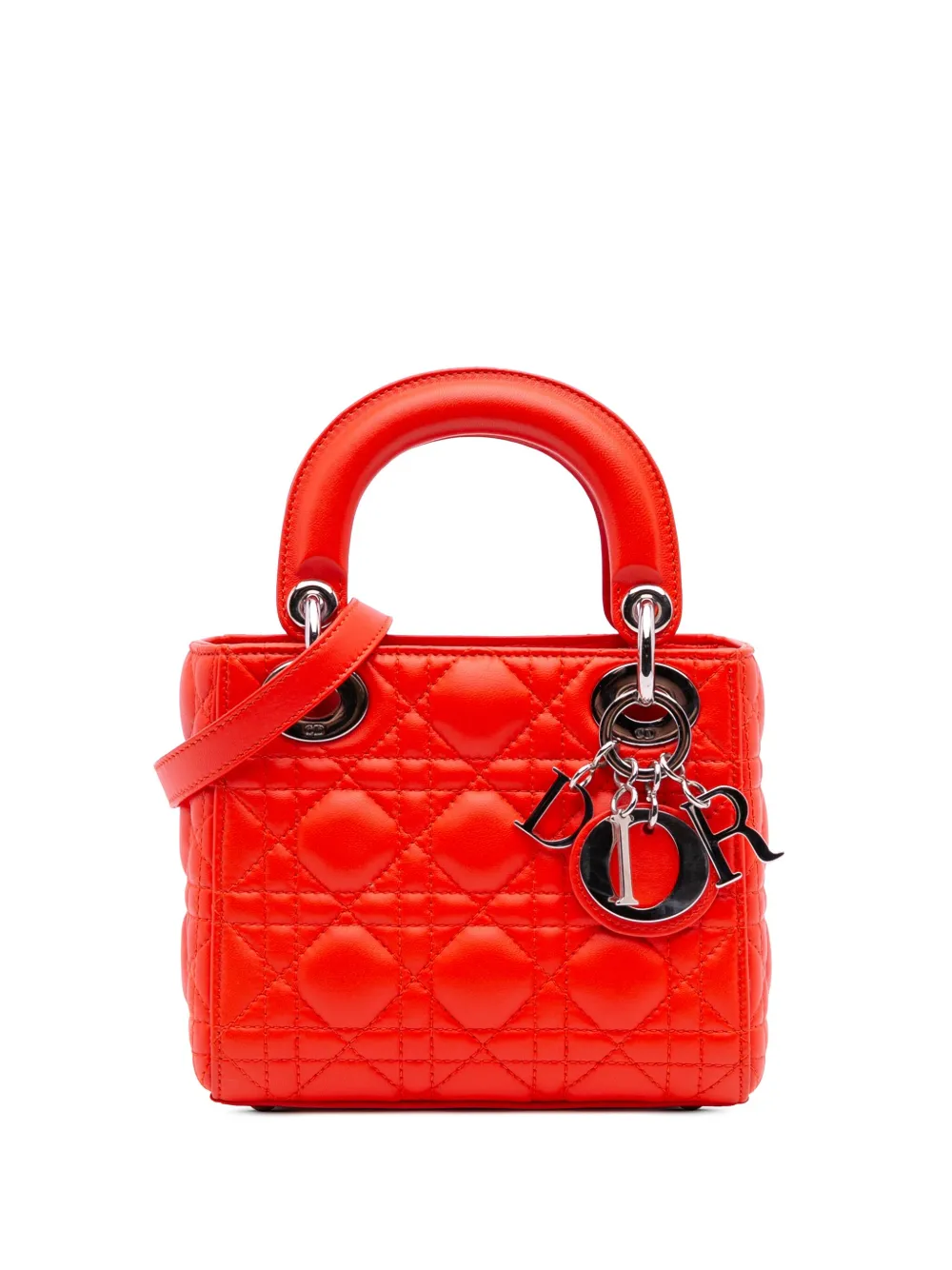 Christian Dior Pre-Owned 2013 Mini Lambskin Cannage Lady Dior satchel | Orange | Image 1