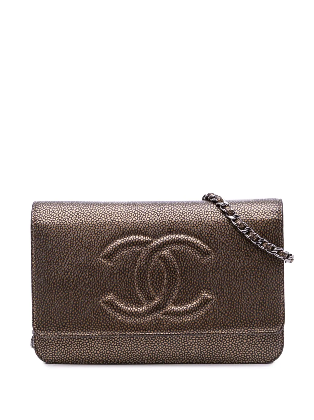 CHANEL Pre-Owned 2012-2013 ココマーク メタリック キャビア ウォレットオンチェーン ショルダーバッグ - CHANEL Pre-Owned 2012-2013 ココマーク メタリック キャビア ウォレットオンチェーン ショルダーバッグ -