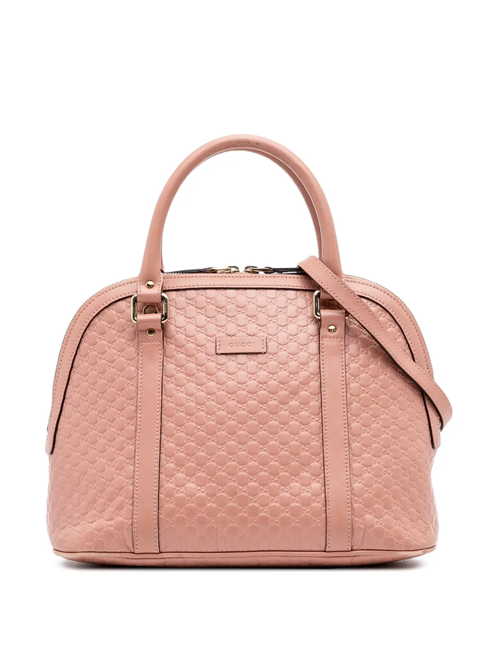 Pre-owned Gucci 2016-2025 Medium Microssima Dome Satchel In Pink