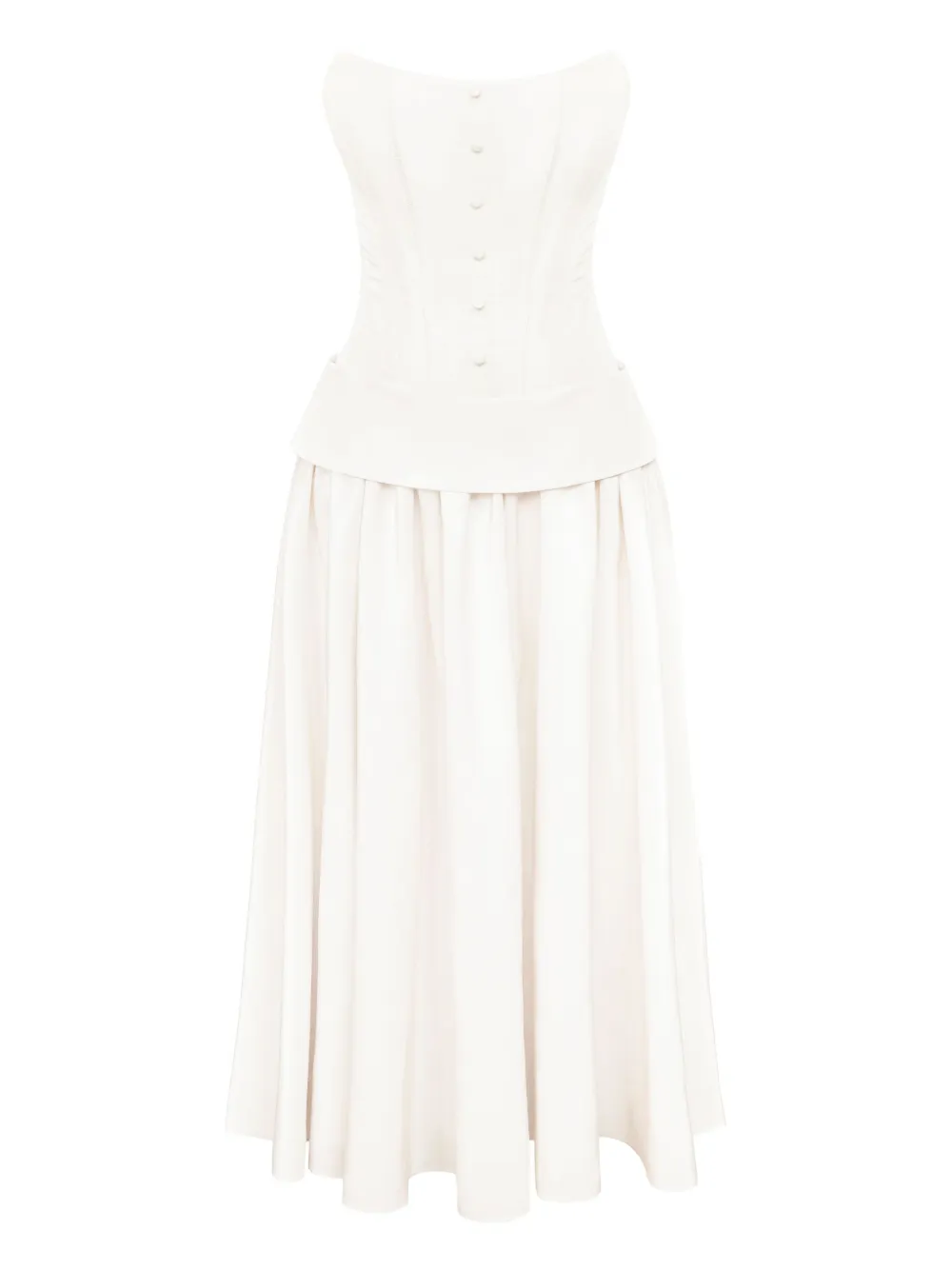 Post Meridiem Serment Buttoned Corset Maxi Dress In White
