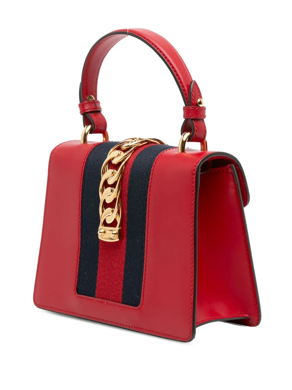 Pre-owned Gucci 2016-2025 Mini Calfskin Sylvie Satchel In Red