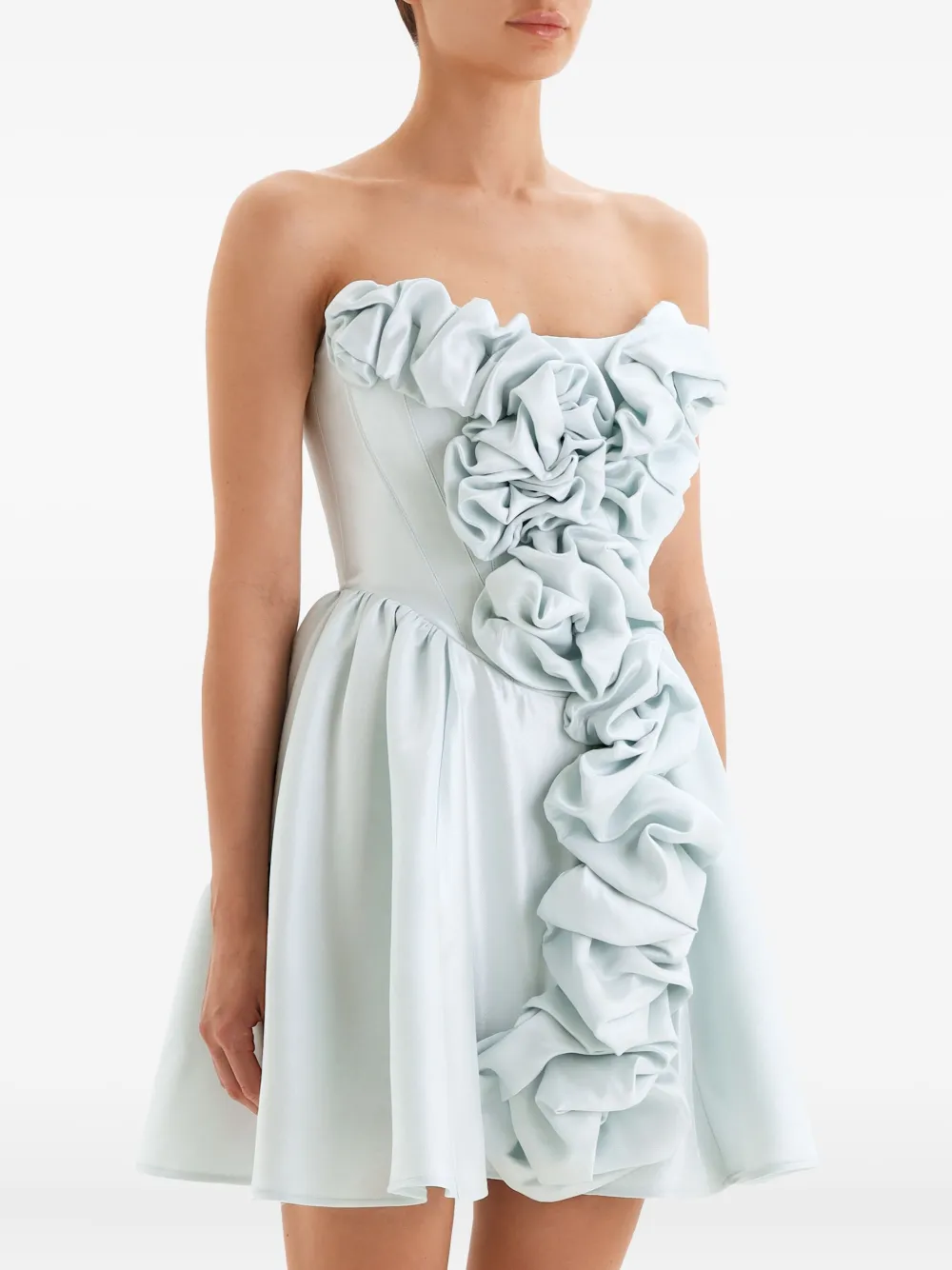 POST MERIDIEM Mini-jurk met ruches en korset-design Blauw