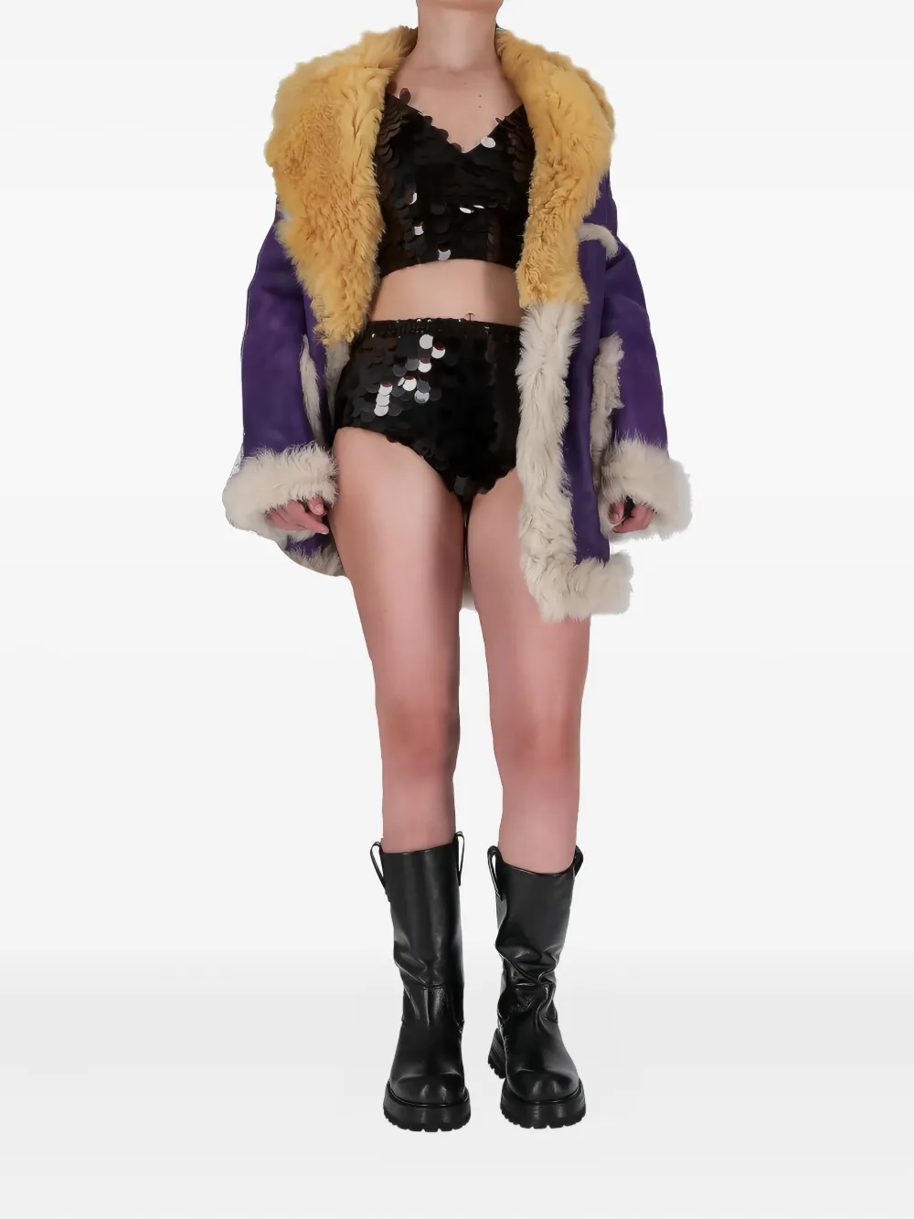 Prada Jas met bontkraag - Paars