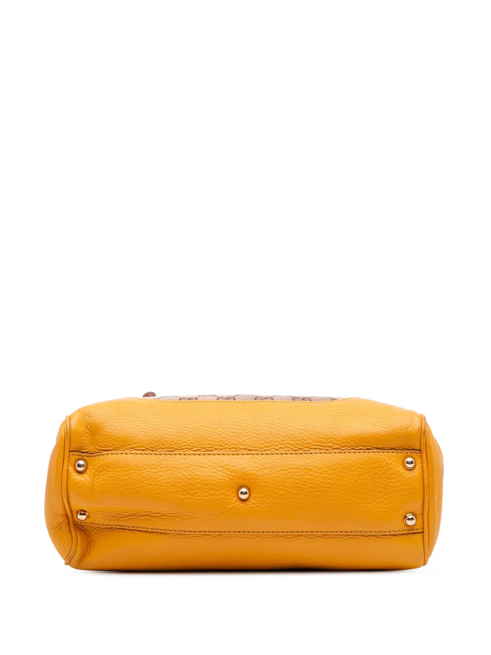 Pre-owned Gucci 2016-2025 Small Gg Canvas Diana Bamboo Top Handle Tote Satchel In Yellow