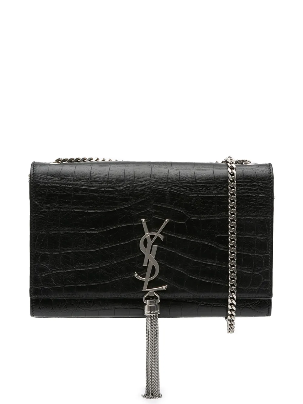 Saint Laurent Pre-Owned 2016 Medium Croc Embossed Leather Kate Tassel crossbody bag | Black | Image 1