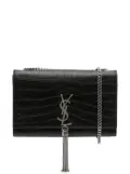 Saint Laurent Pre-Owned 2016 Medium Croc Embossed Leather Kate Tassel crossbody bag - Black
