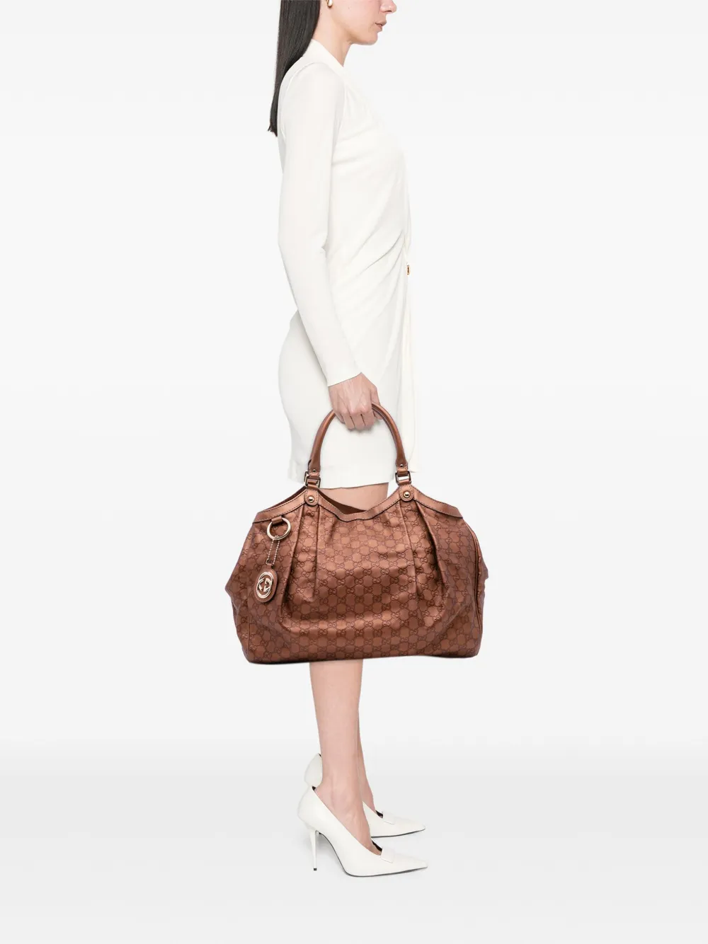 Pre-owned Gucci 2016-2025 Large Ssima Sukey Tote Bag In Brown