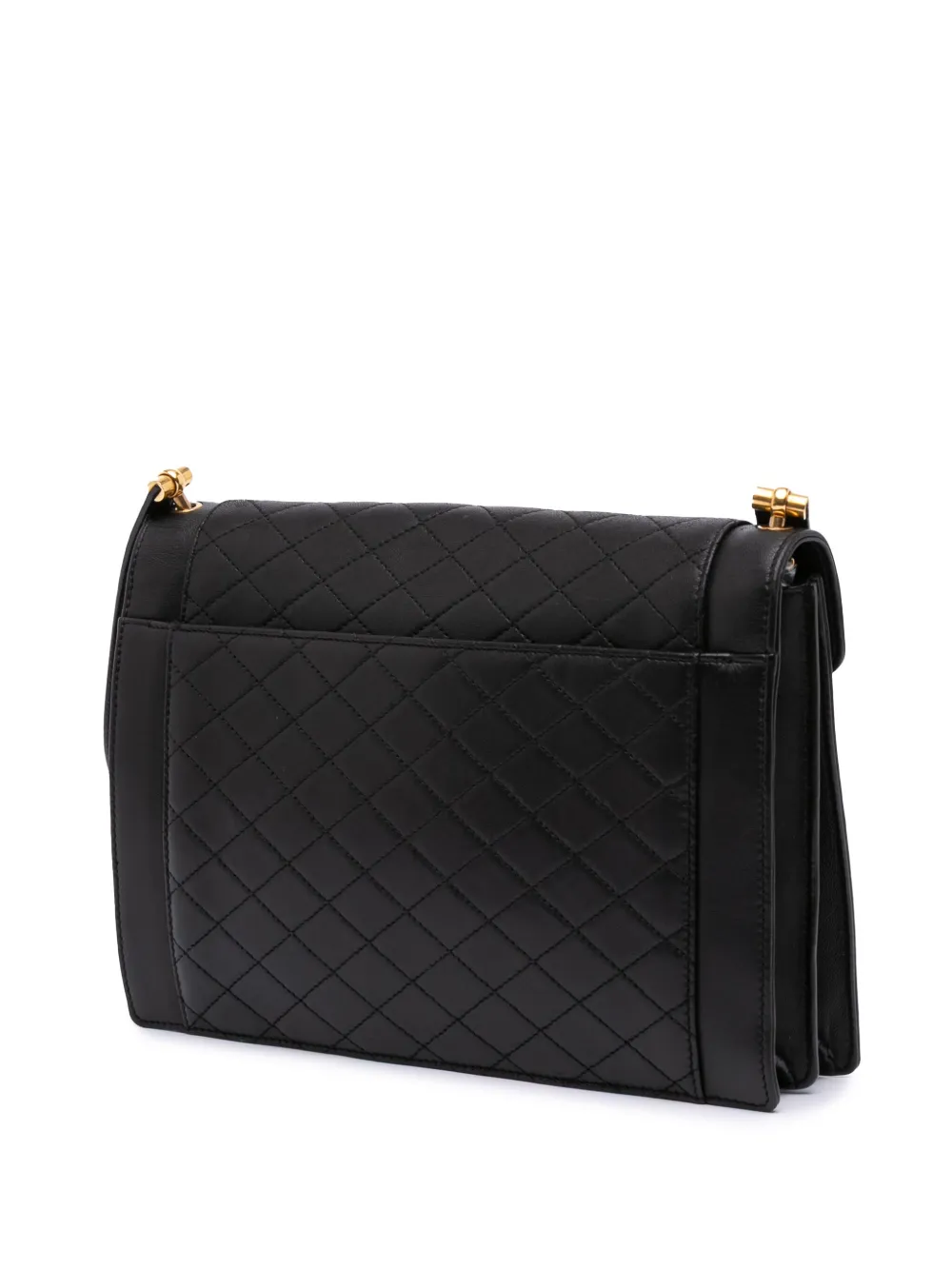 Pre-owned Saint Laurent 2021 Quilted Lambskin Gaby Shoulder Bag In Black