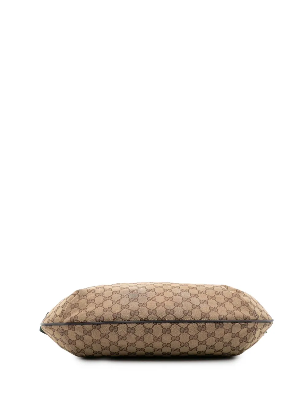 Pre-owned Gucci 2016-2025 Medium Gg Canvas Web Half Moon Crossbody Bag In Brown