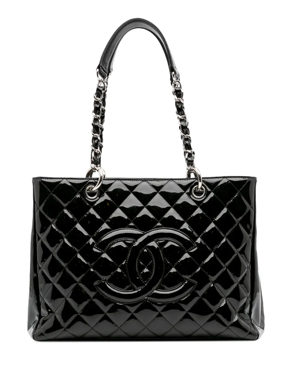 CHANEL Pre-Owned 2009-2010 パテント グランド ショッピング トートバッグ - ブラック CHANEL Pre-Owned 2009-2010 パテント グランド ショッピング トートバッグ - ブラック
