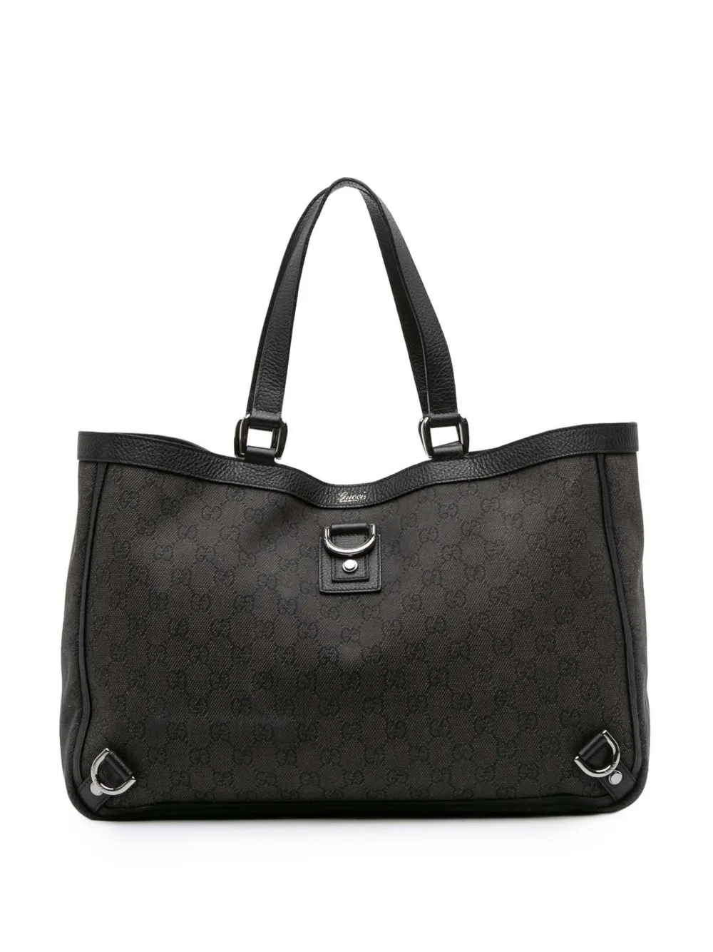 Pre-owned Gucci 2016-2025 Gg Canvas Abbey D Ring Tote Bag In Black