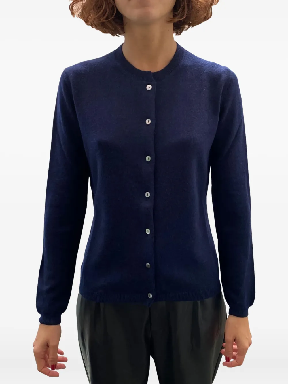 La Rose Buttoned Cashmere Cardigan In Blue