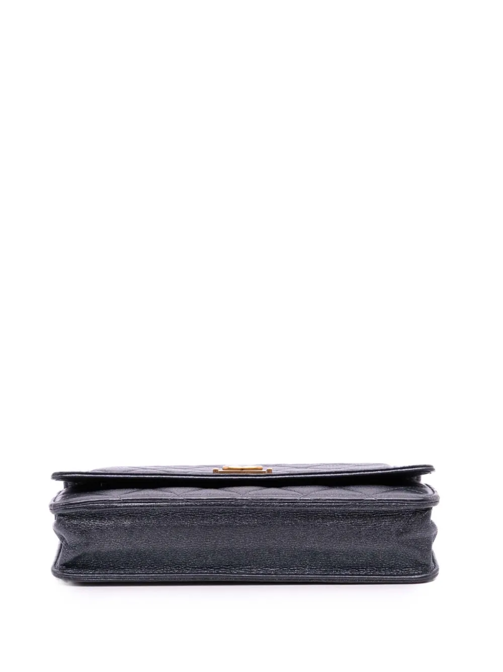 Pre-owned Chanel 2014-2015 Quilted Lambskin Boy Wallet On Chain Crossbody Bag In Black