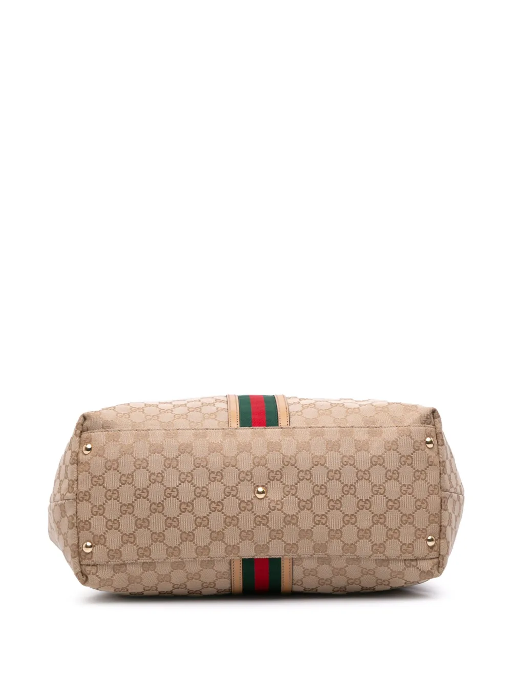 Pre-owned Gucci 2016-2025 Gg Canvas Web Tassel Tote Bag In Brown