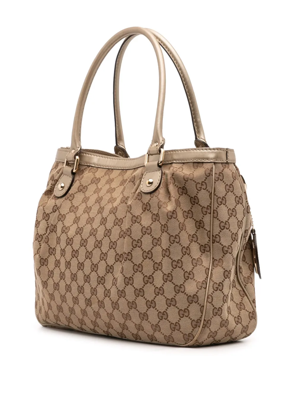 Pre-owned Gucci 2016-2025 Gg Canvas Sukey Tote Bag In Gold