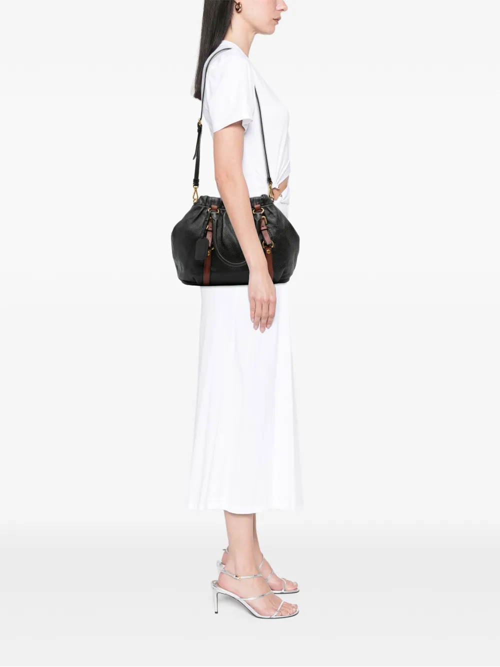 Pre-owned Prada 2000-2025 Cervo Antik Satchel In Black