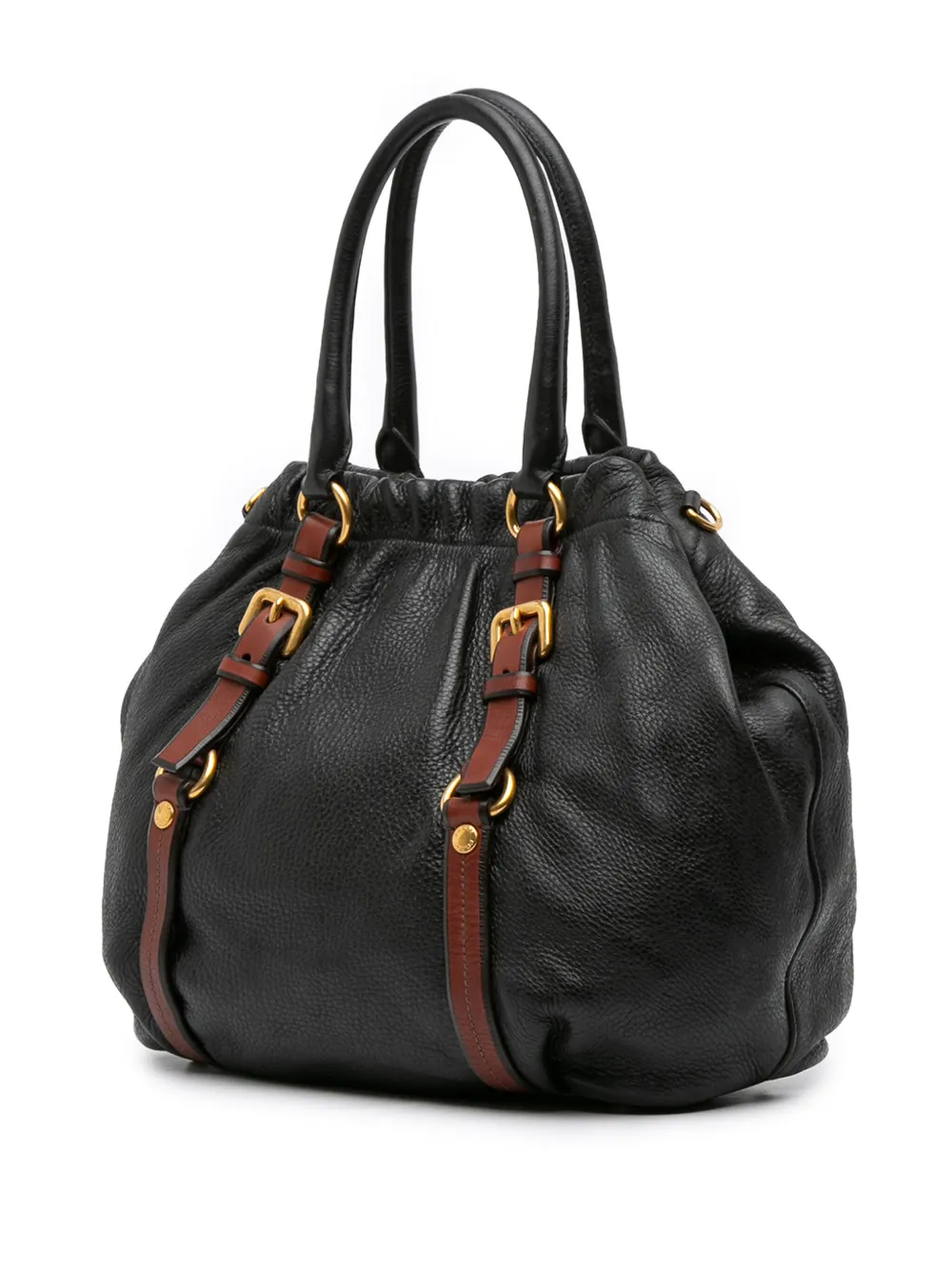 Pre-owned Prada 2000-2025 Cervo Antik Satchel In Black