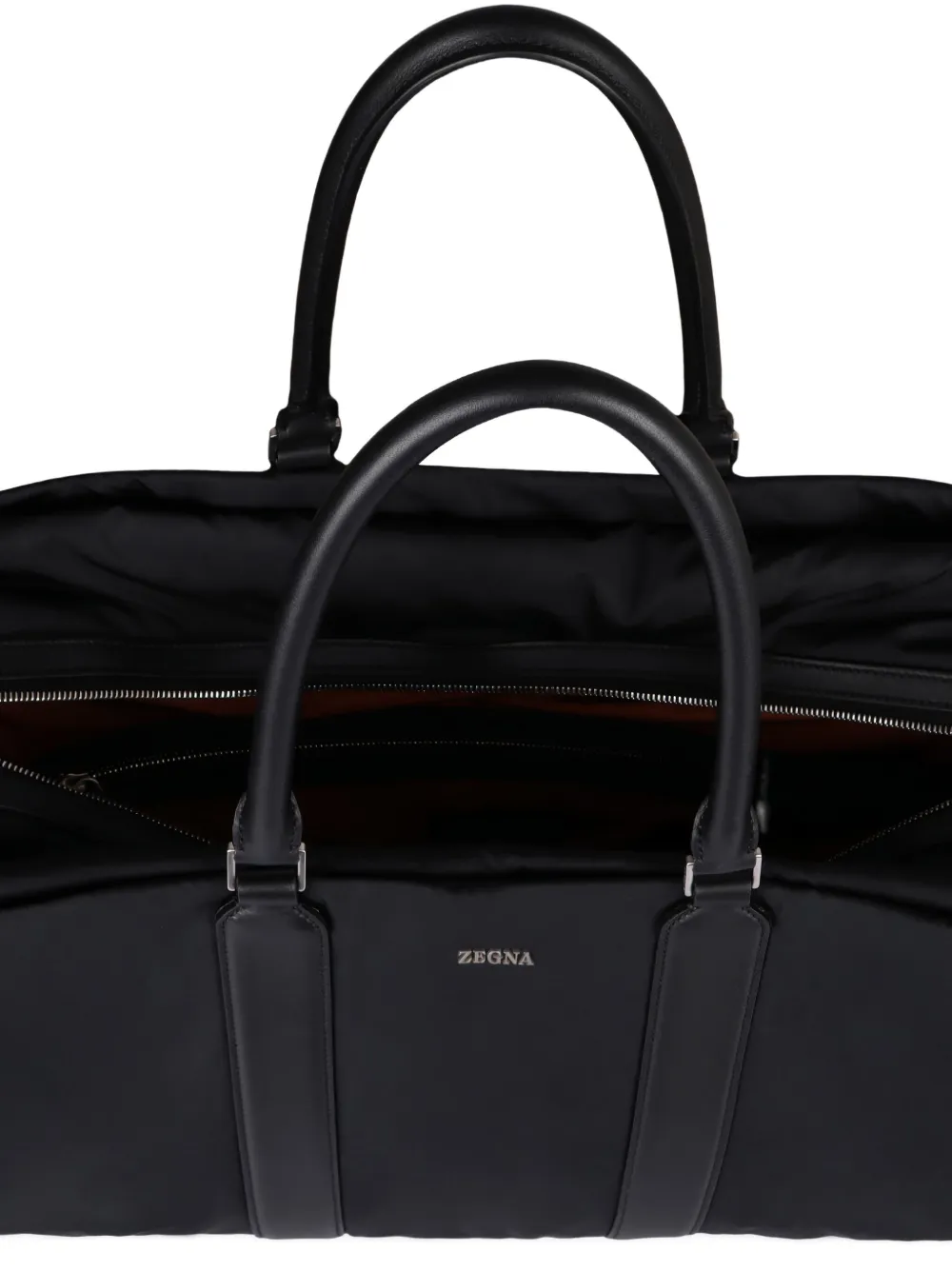 Zegna Leather-trimmed Nylon Holdall In Black