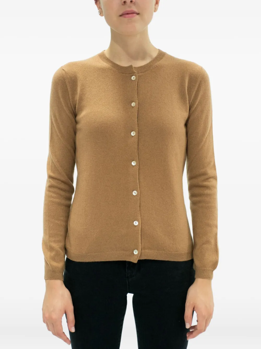 La Rose Button Cashmere Cardigan In Brown