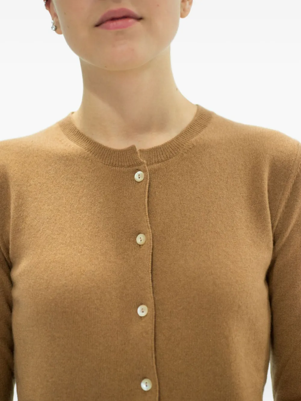 La Rose Button Cashmere Cardigan In Brown