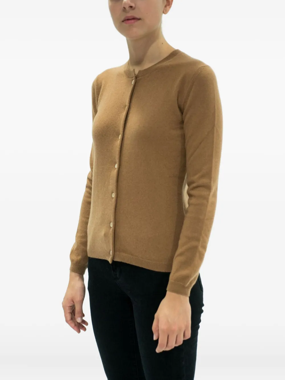 La Rose Button Cashmere Cardigan In Brown