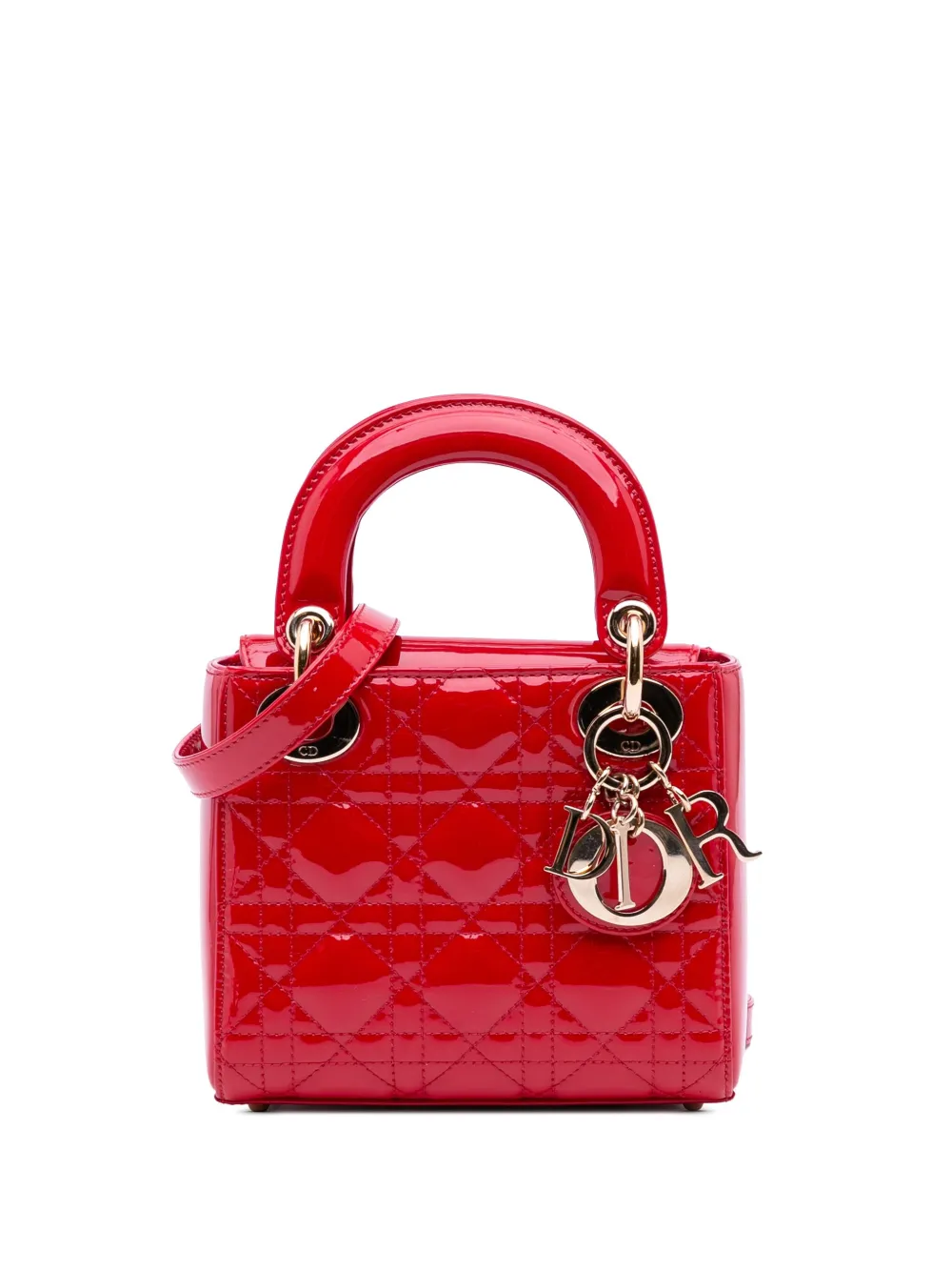 Christian Dior Pre-Owned 2016 Mini Patent Cannage Lady Dior satchel | Red | Image 1