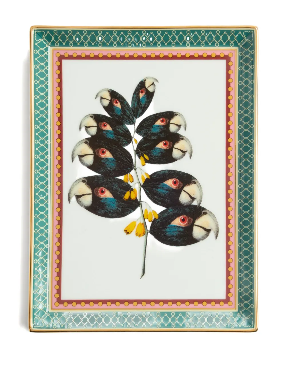 La DoubleJ parrotstem-print trinket tray (21cm x 16cm) | White | Image 1