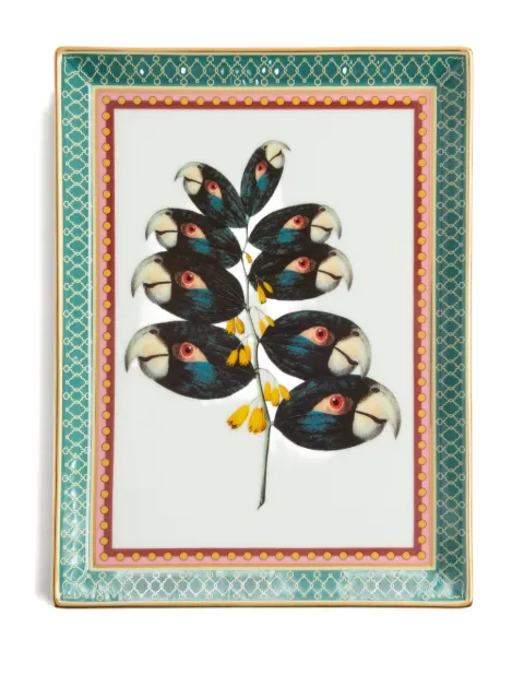 La DoubleJ parrotstem-print trinket tray (21cm x 16cm)
