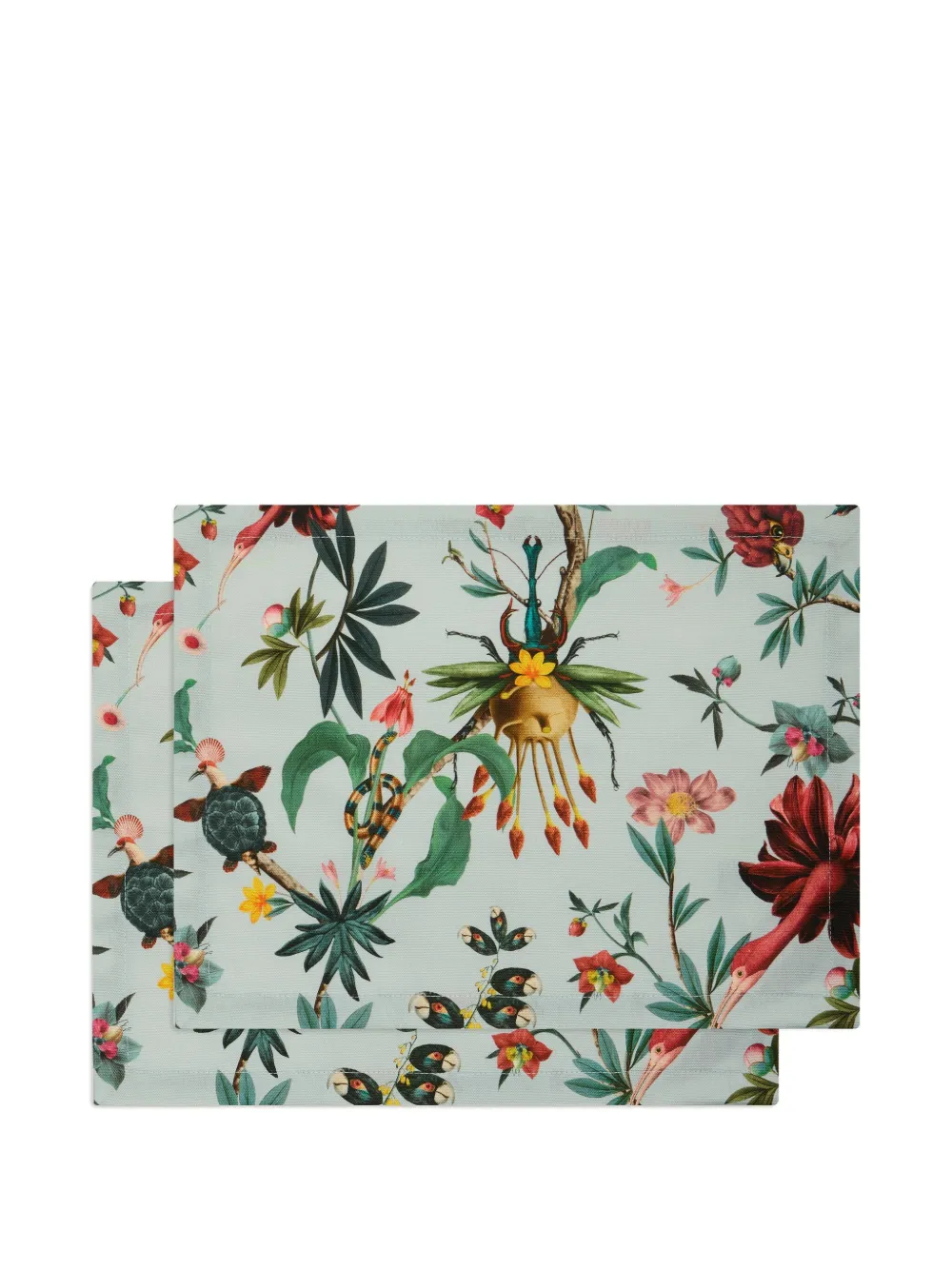 La DoubleJ x Beto Val Fantastic Creatures Tischsets mit Blumenprint (2er-Set) | Blau | Image 1