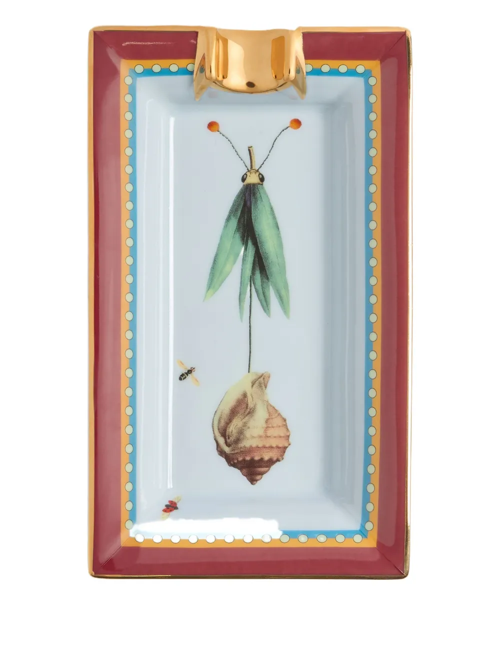 La DoubleJ leaf trail rectangular-shape incense holder (18cm x 11cm) | Blue | Image 1