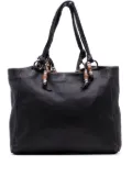 Gucci Pre-Owned 2016-2025 Large Pebbled Calfskin Bamboo Jungle Convertible Tote satchel - Black