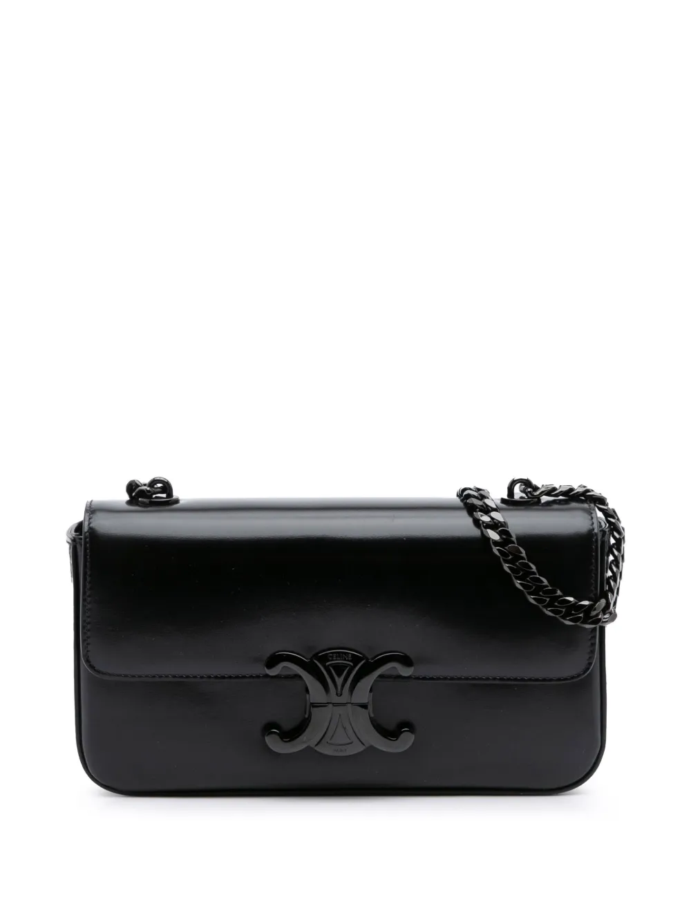 Celine Pre-Owned 2022 Smooth Calfskin Cuir Triomphe Chain shoulder bag | Black | Image 1