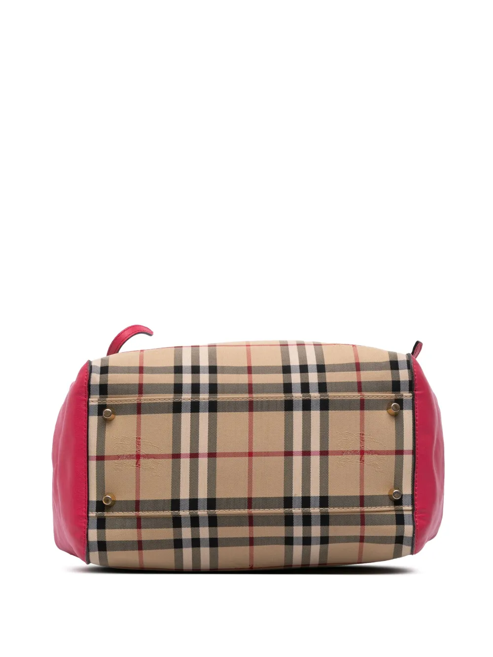 Pre-owned Burberry 2021-2025 Small Haymarket Check Canvas And Leather Canterbury Tote Bag In Brown