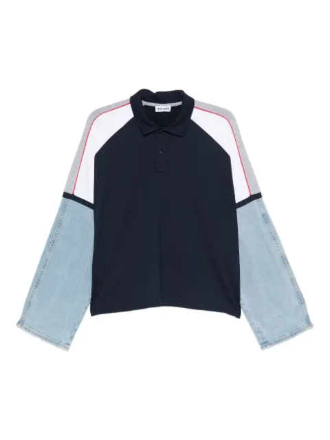 FAÇON JACMIN Top denim-panelled polo top