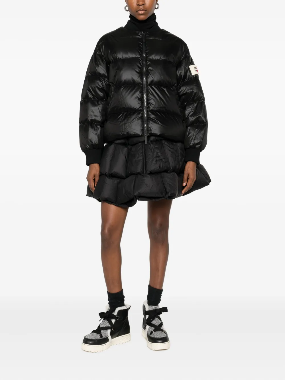 RAXXY quilted padded mini skirt - Zwart